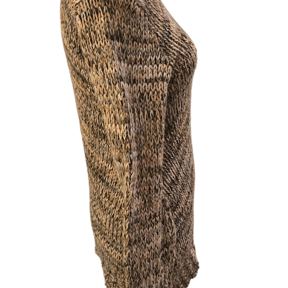 Vintage Necessary Objects Knit Brown Asymetric Turtleneck Sweater Sz M